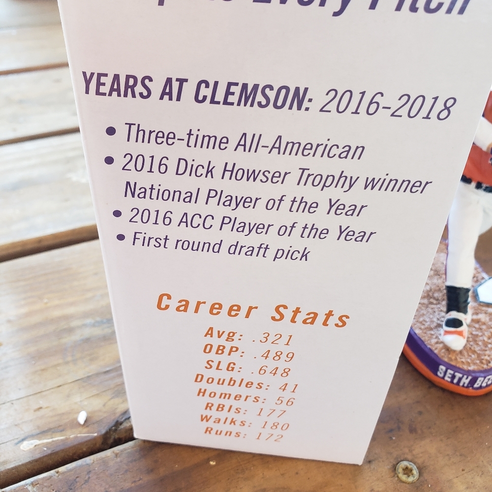 Seth Beer Bobblehead, Clemson baseball - Picture 2 of 6